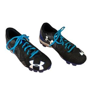 Under Armour black and blue soccer cleats youth size 3.5